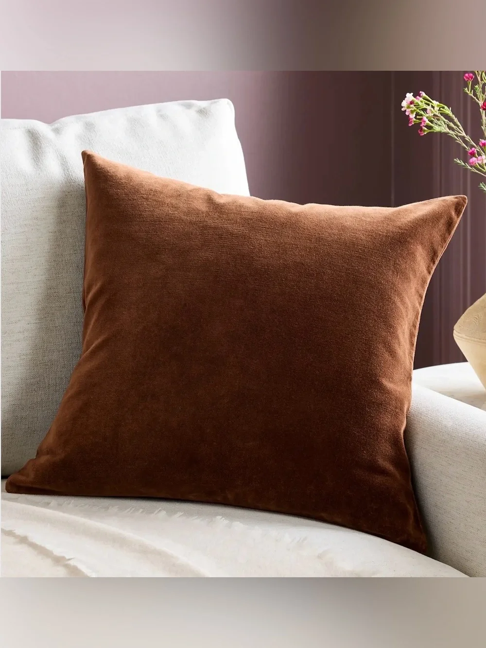 NWT Quince Classic 100% Cotton Velvet Pillow Cover, 20 X 20 (Chestnut)